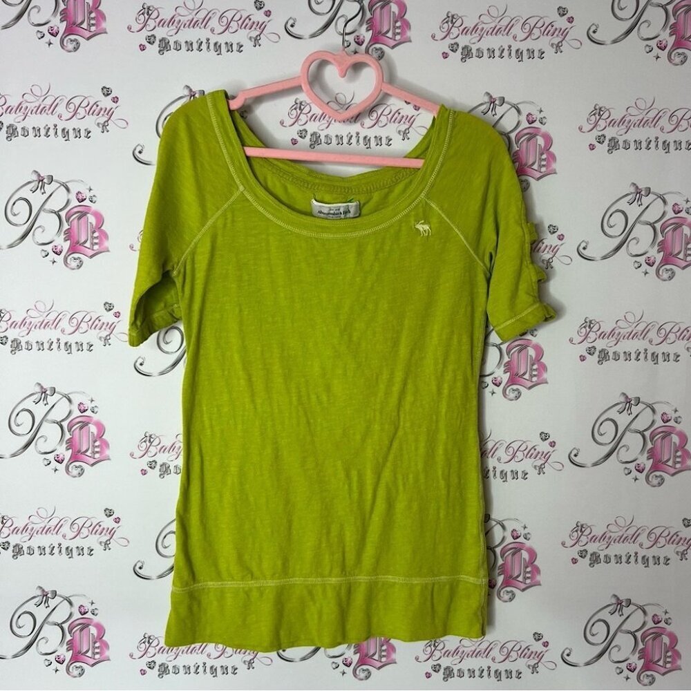 Abercrombie & fitch top strappy cut out sleeve Lime Green Top shirt